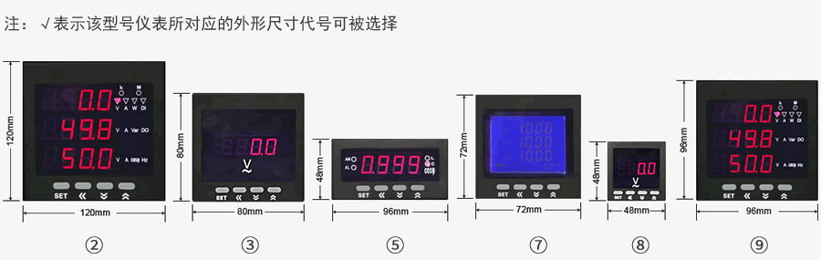 电力仪表壳体外形代号对应图